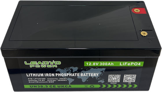 スマート ブルートゥース 12.8V LiFePO4 バッテリー 12V 300Ah 再充電可能なバッテリー IP66 ABSケース