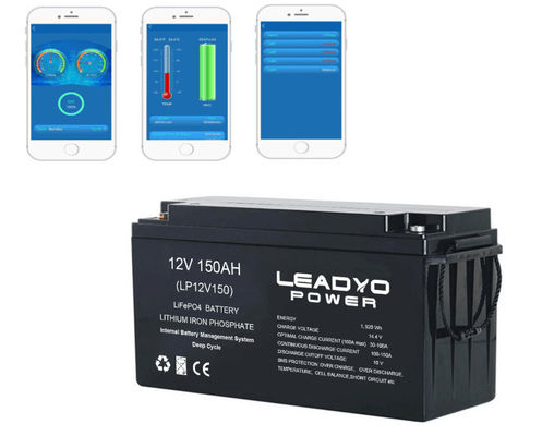 再充電可能なリチウム イオンBluetoothのAppが付いている海洋電池12v 150Ah深い周期LiFePO4電池
